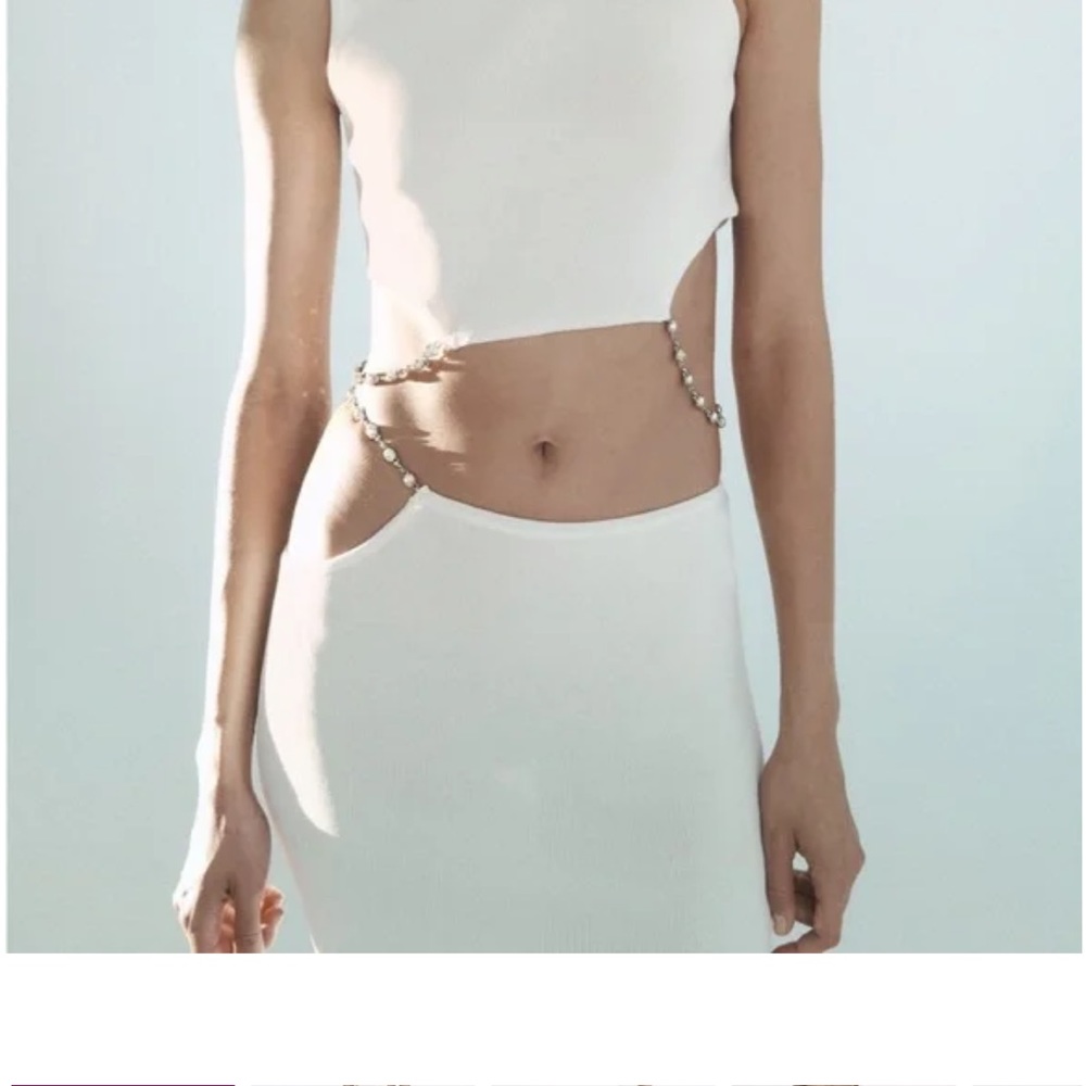 White jewel knit skirt